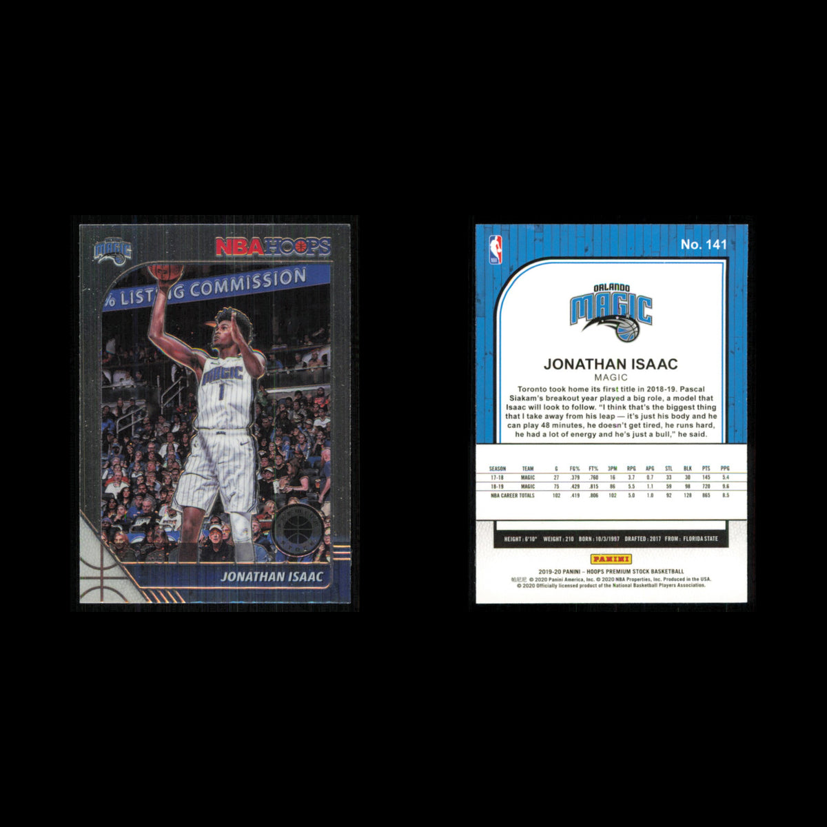 Jonathan Isaac #141 2019 Hoops Premium Stock Orlando Magic Basketball Card NBA