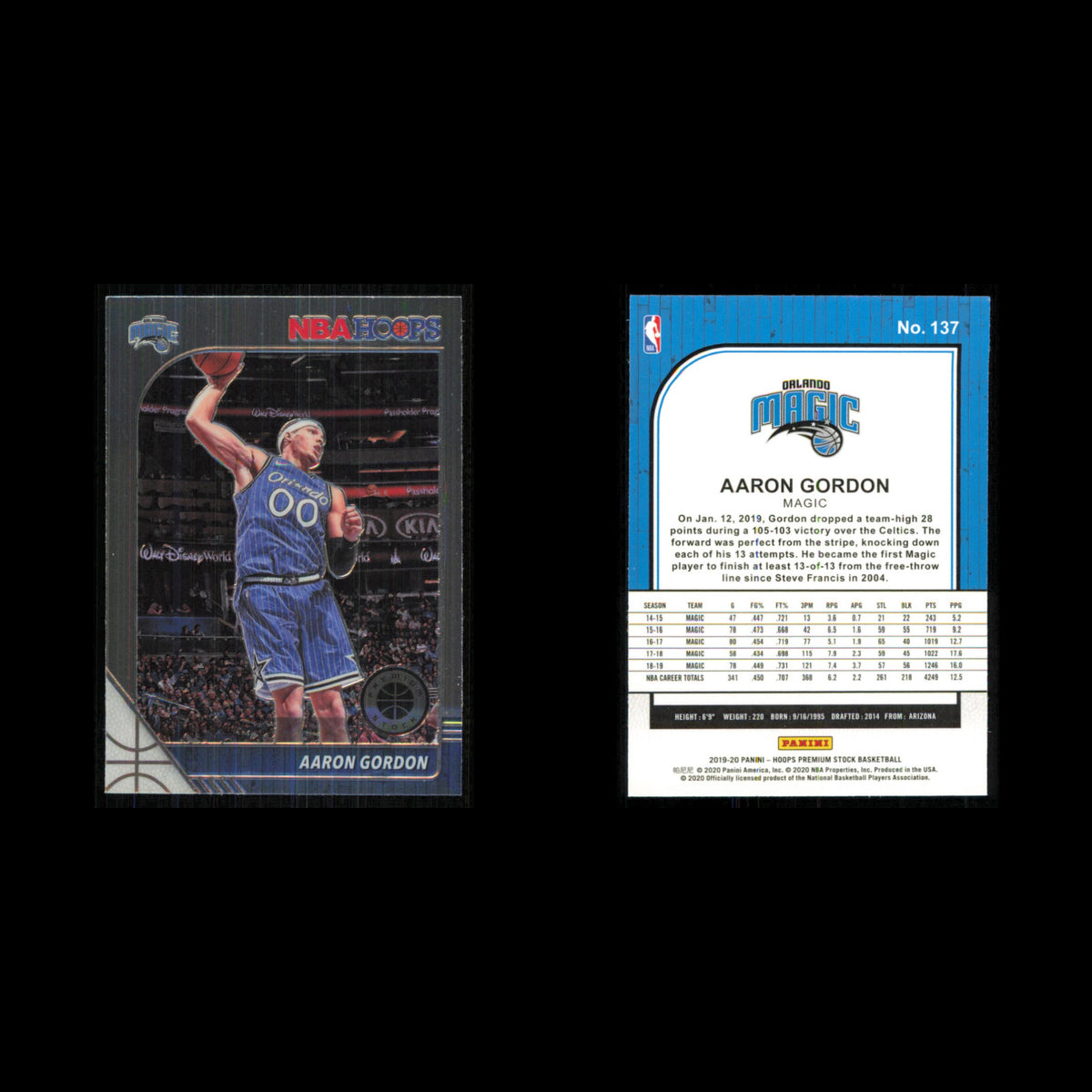 Aaron Gordon #137 2019 Hoops Premium Stock Orlando Magic Basketball Card NBA NM