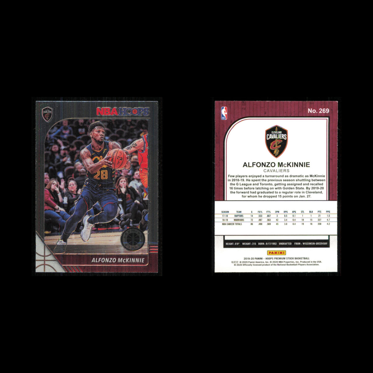 Alfonzo McKinnie #269 2019 Hoops Premium Stock Golden State Warriors Basketball