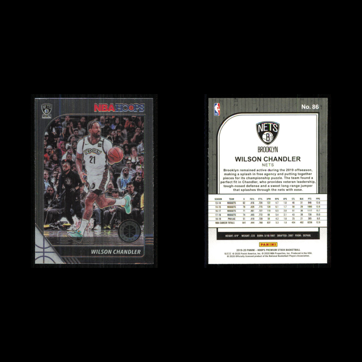 Wilson Chandler #86 2019 Hoops Premium Stock Brooklyn Nets Basketball Card NBA
