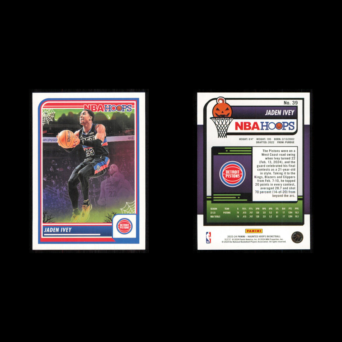 Jaden Ivey #39 2023 Hoops Haunted Detroit Pistons Basketball Card NBA NM