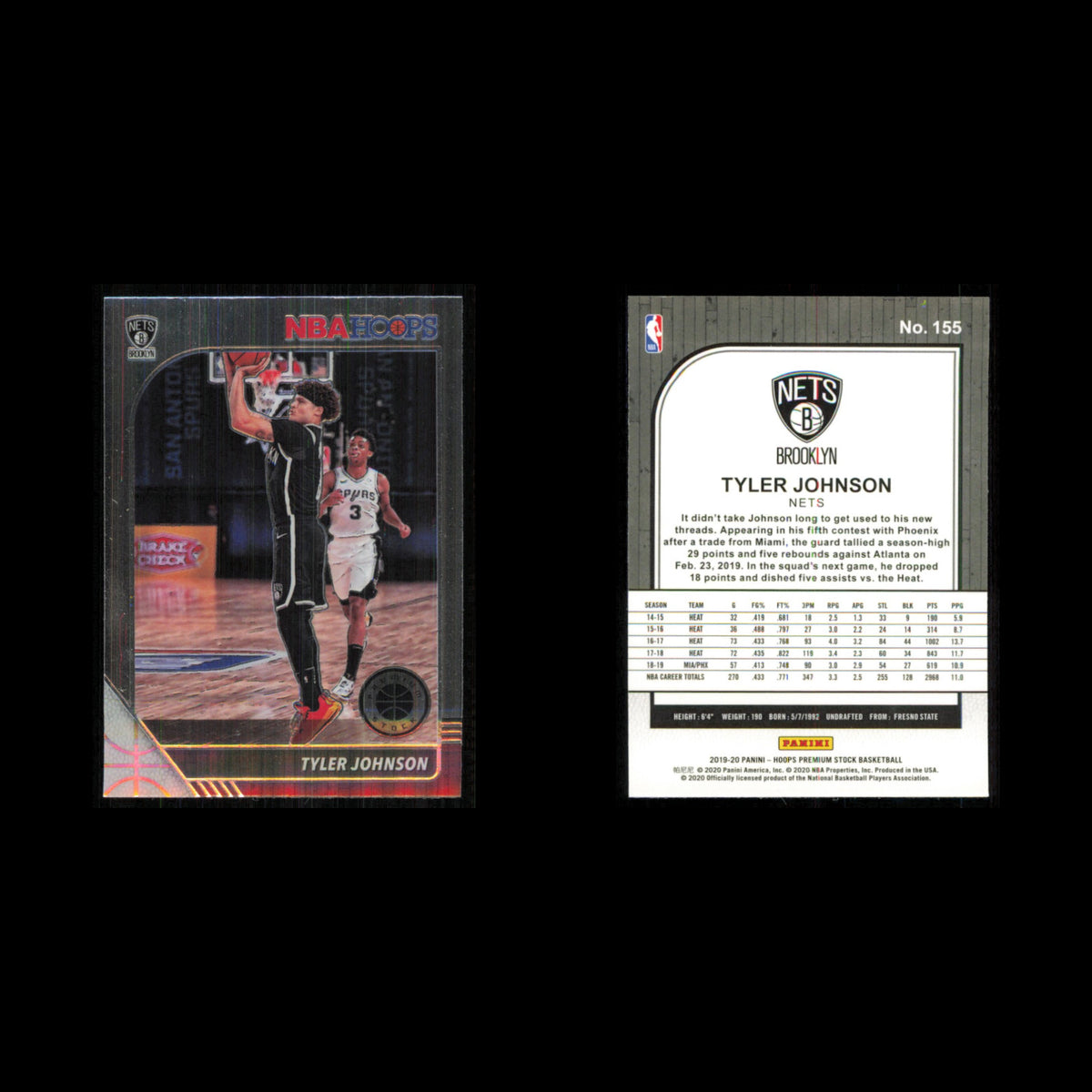 Tyler Johnson #155 2019 Hoops Premium Stock Phoenix Suns Basketball Card NBA NM