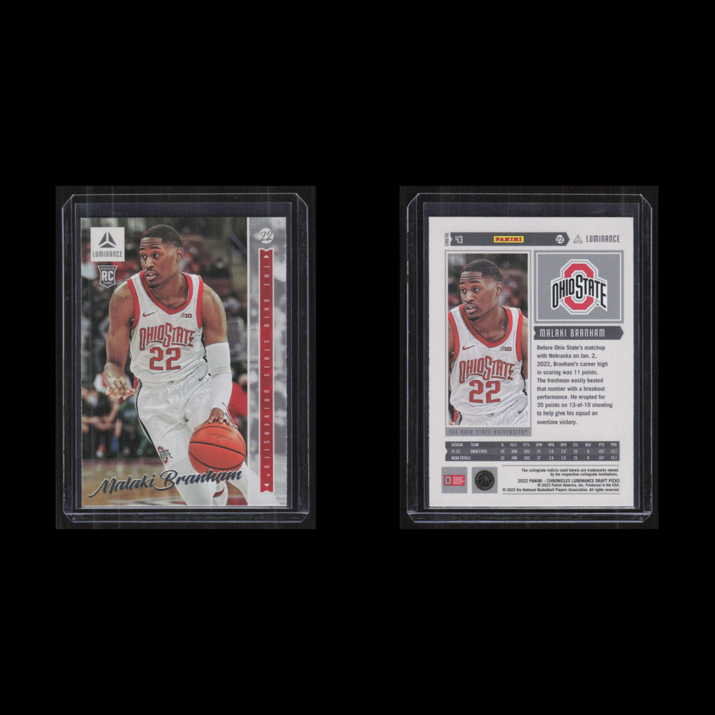 Malaki Branham Rookie #43 2022 Panini Chronicles Draft Picks Luminance Card NBA