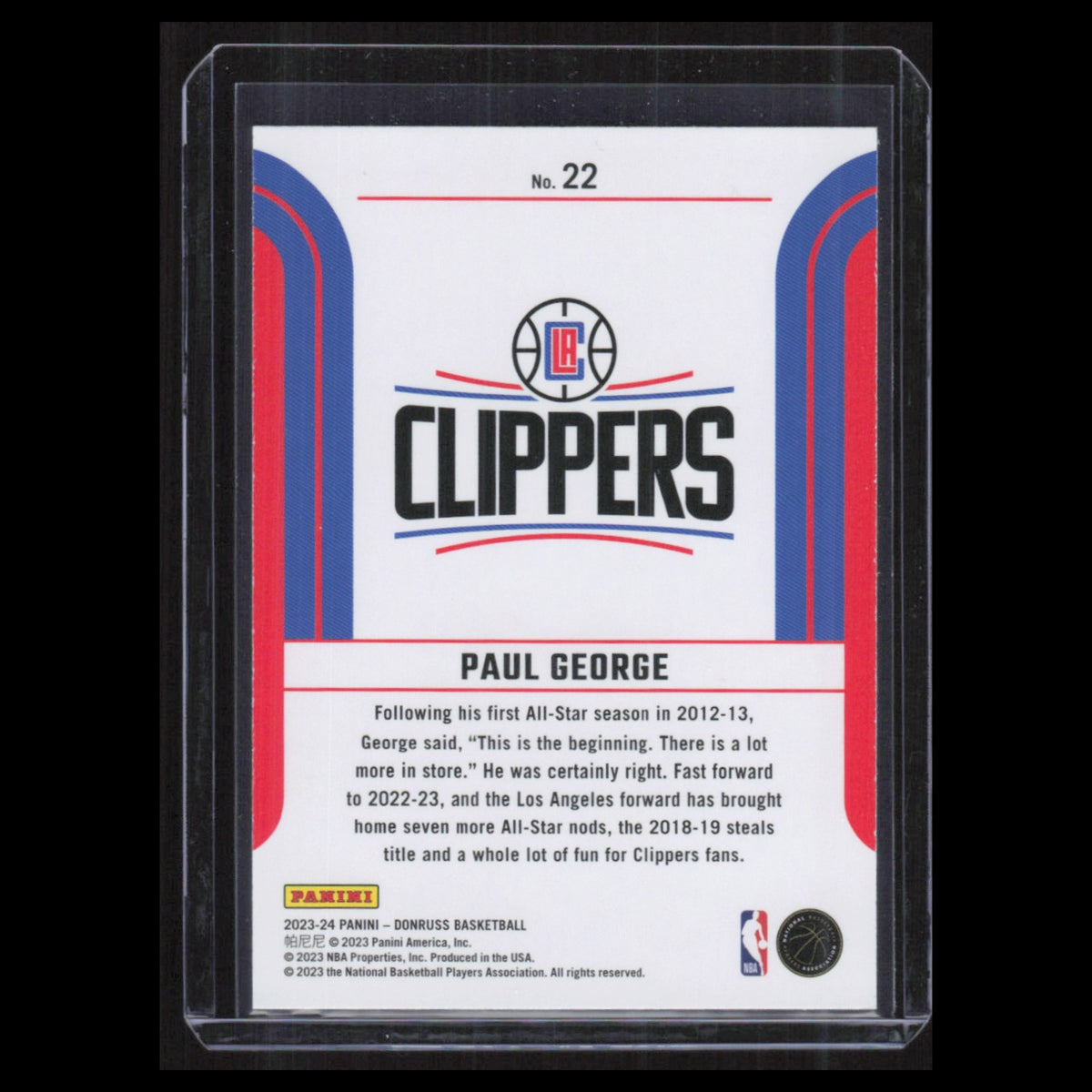 Paul George #22 2023 Donruss Franchise Features Los Angeles Clippers Basketball