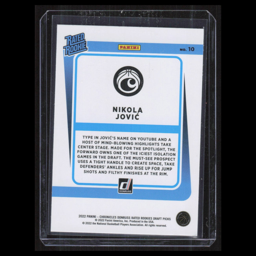 Nikola Jovic Rookie #10 2022 Panini Chronicles Draft Picks Donruss Rated Rookies