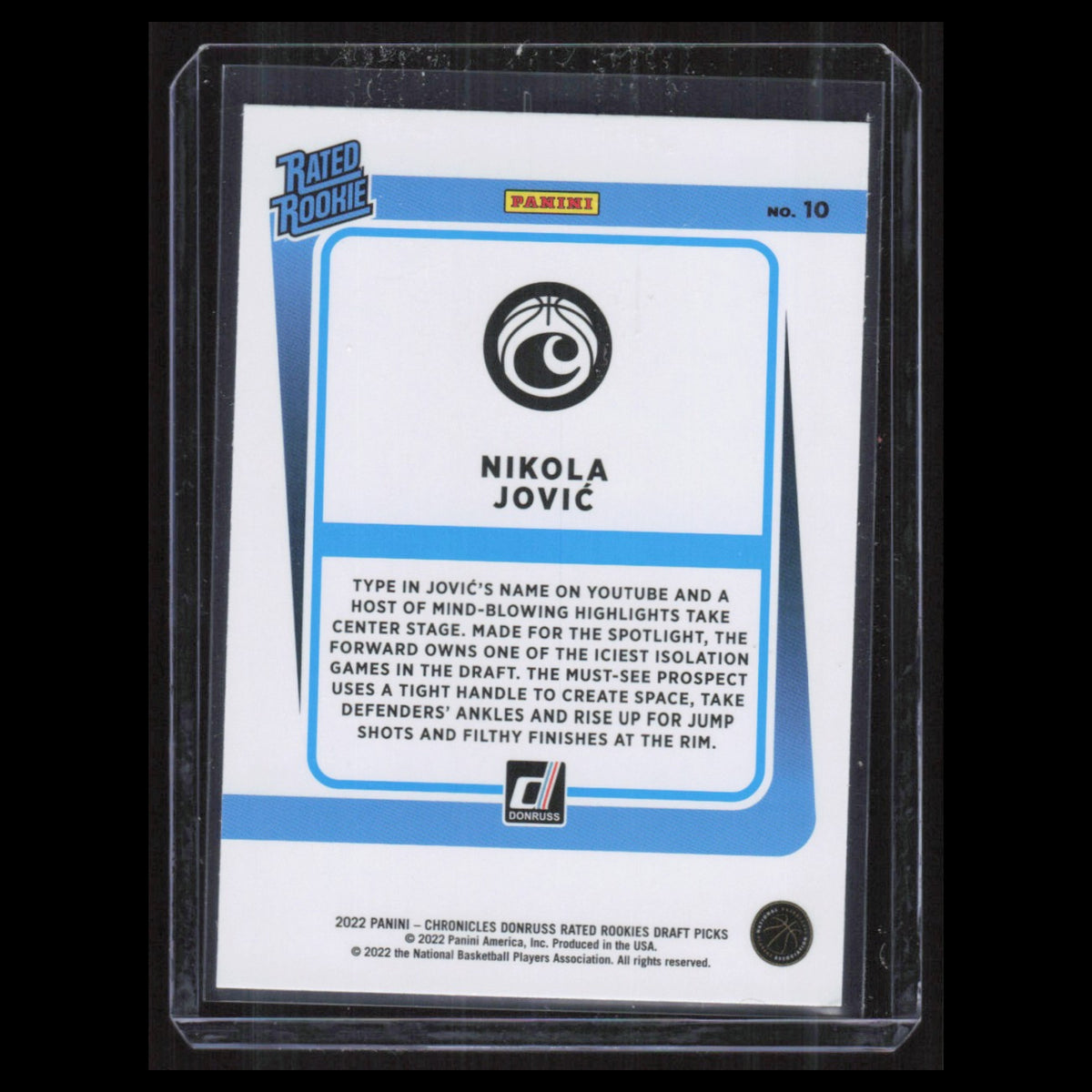 Nikola Jovic Rookie #10 2022 Panini Chronicles Draft Picks Donruss Rated Rookies