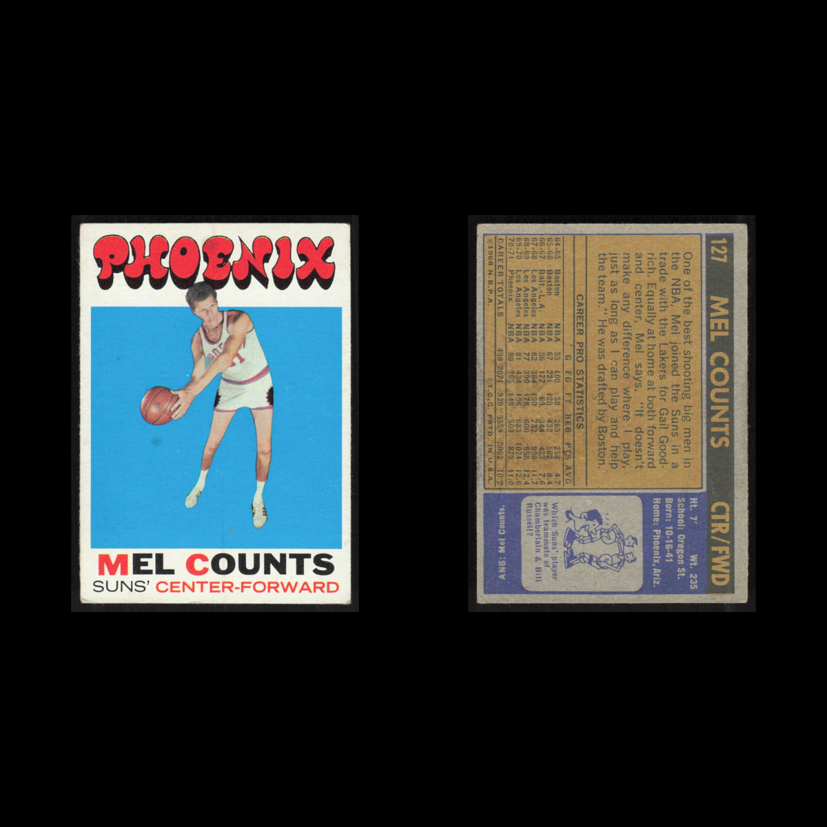 Mel Counts #127 1971 Topps Phoenix Suns Basketball Card NBA NM