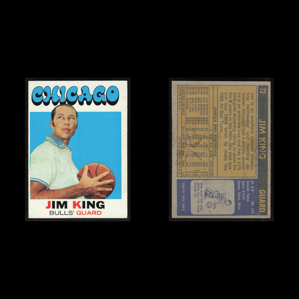 Jim King #72 1971 Topps Chicago Bulls Basketball Card NBA NM