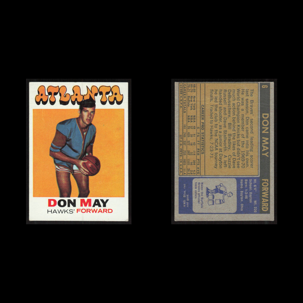 Don May #6 1971 Topps Atlanta Hawks Basketball Card NBA NM