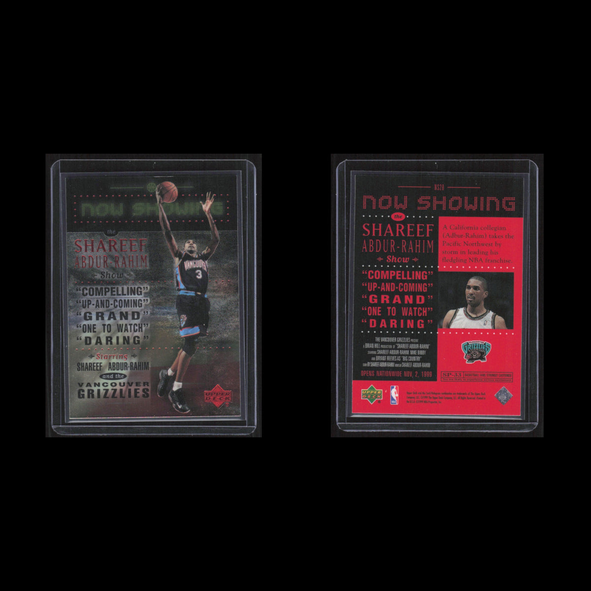 Shareef Abdur-Rahim #125 1999 Upper Deck Now Showing Vancouver Grizzlies Card NM