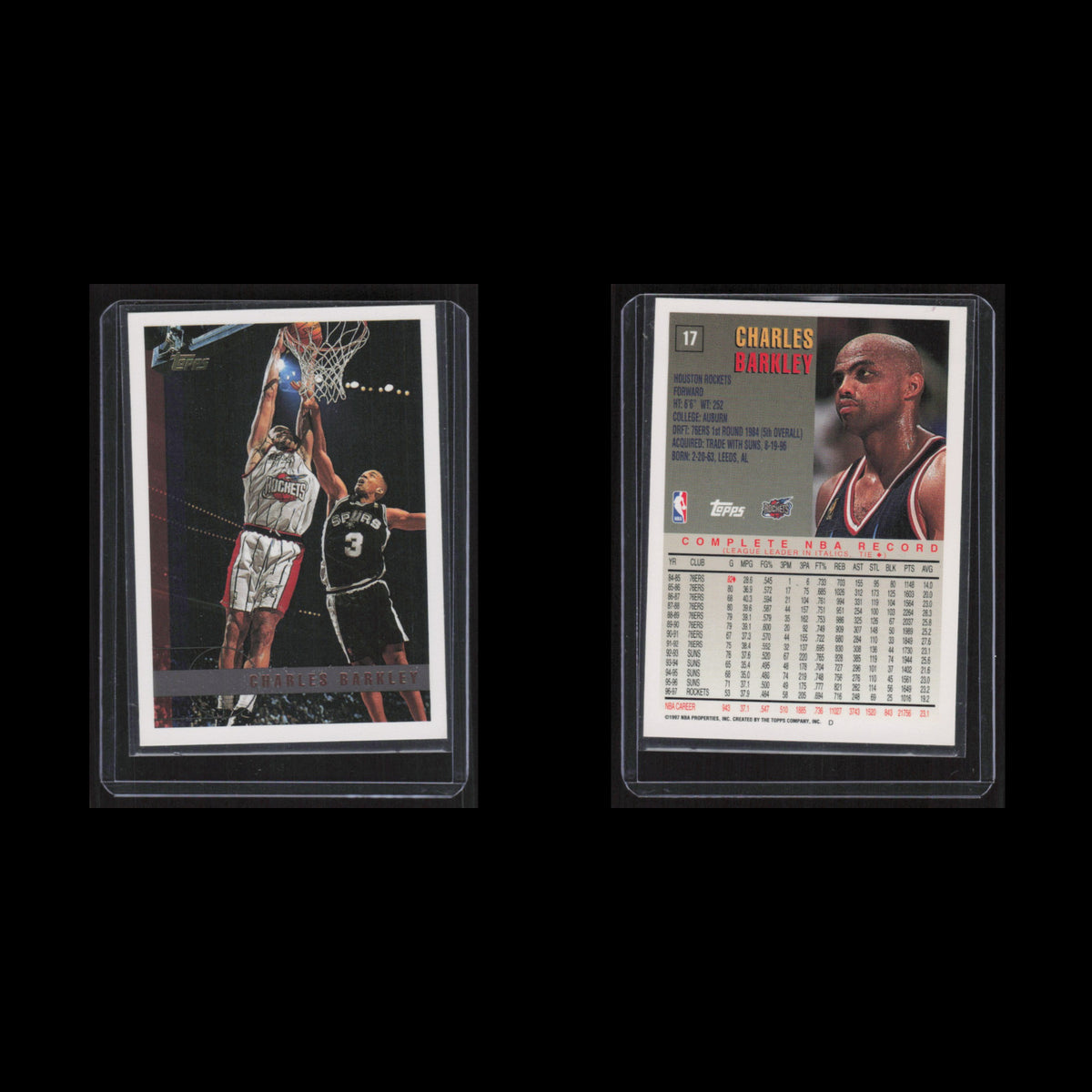 Charles Barkley #17 1997 Topps Houston Rockets Basketball Card NBA NM