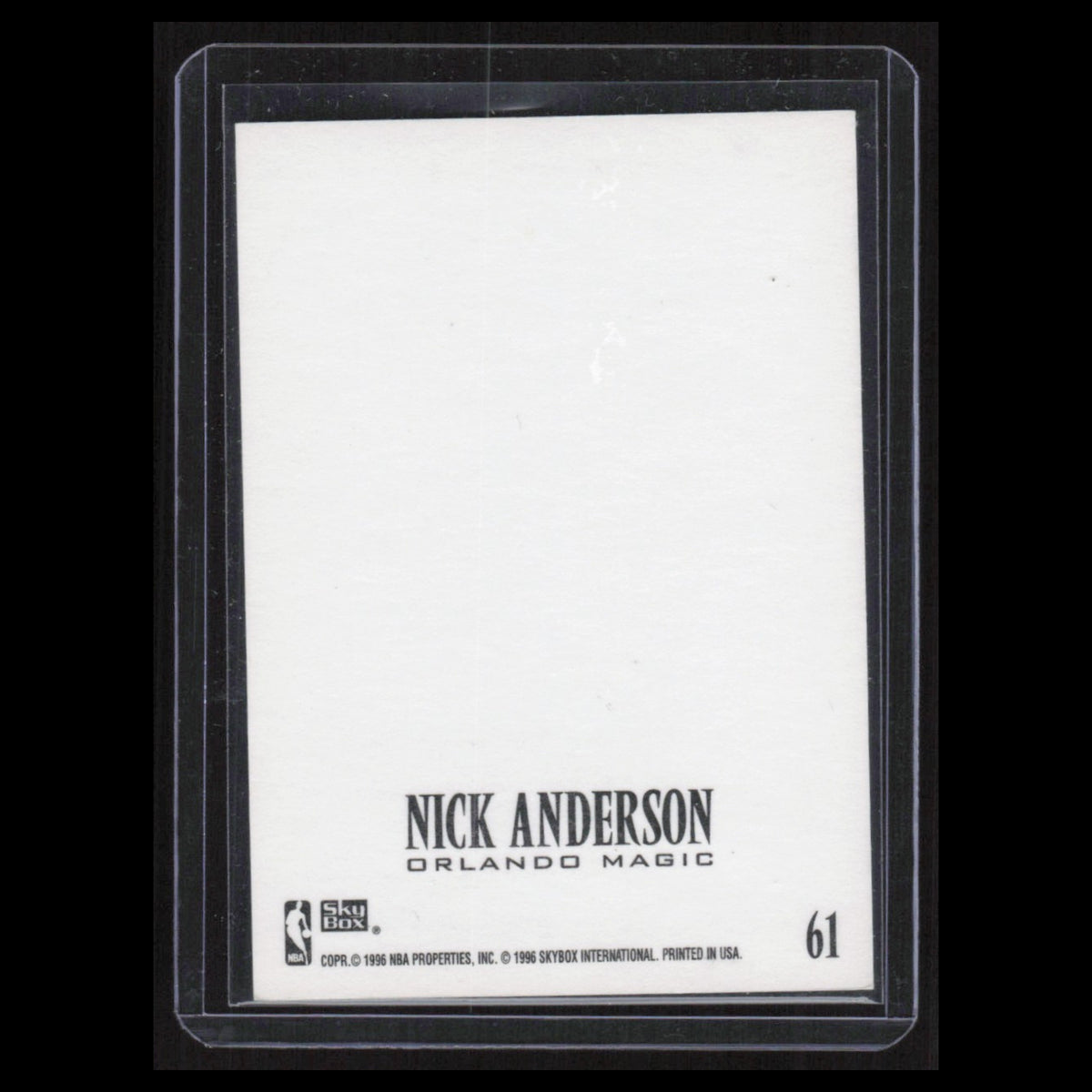 Nick Anderson #61 1996 SkyBox Z-Force Sticker Orlando Magic Basketball Card NBA