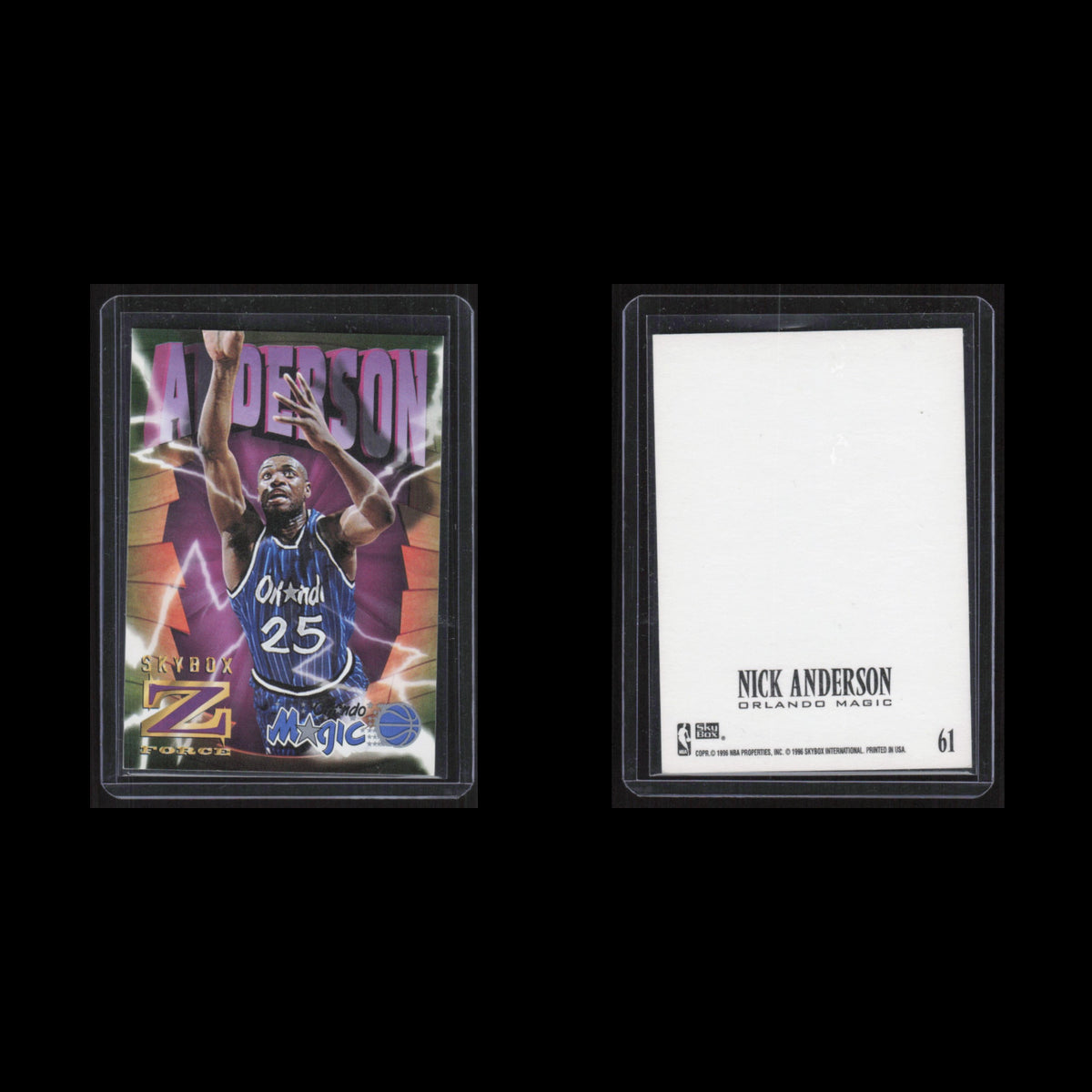 Nick Anderson #61 1996 SkyBox Z-Force Sticker Orlando Magic Basketball Card NBA