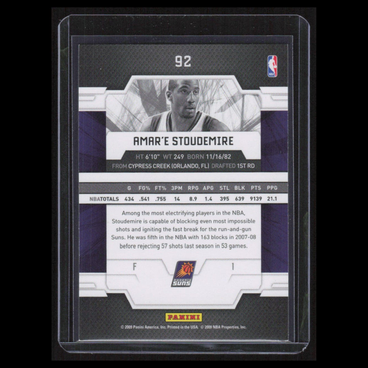 Amare Stoudemire #92 2009 Donruss Elite Phoenix Suns Basketball Card NBA NM