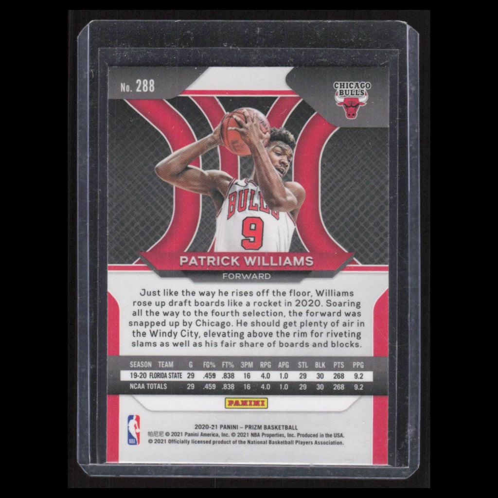 Patrick Williams Rookie #288 2020 Panini Prizm Chicago Bulls Basketball Card NBA