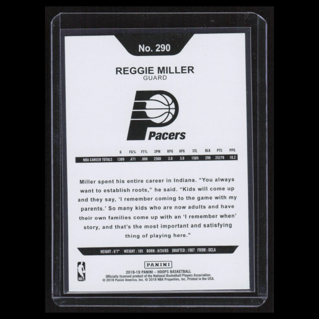 Reggie Miller #290 2018 Hoops Indiana Pacers Basketball Card NBA NM
