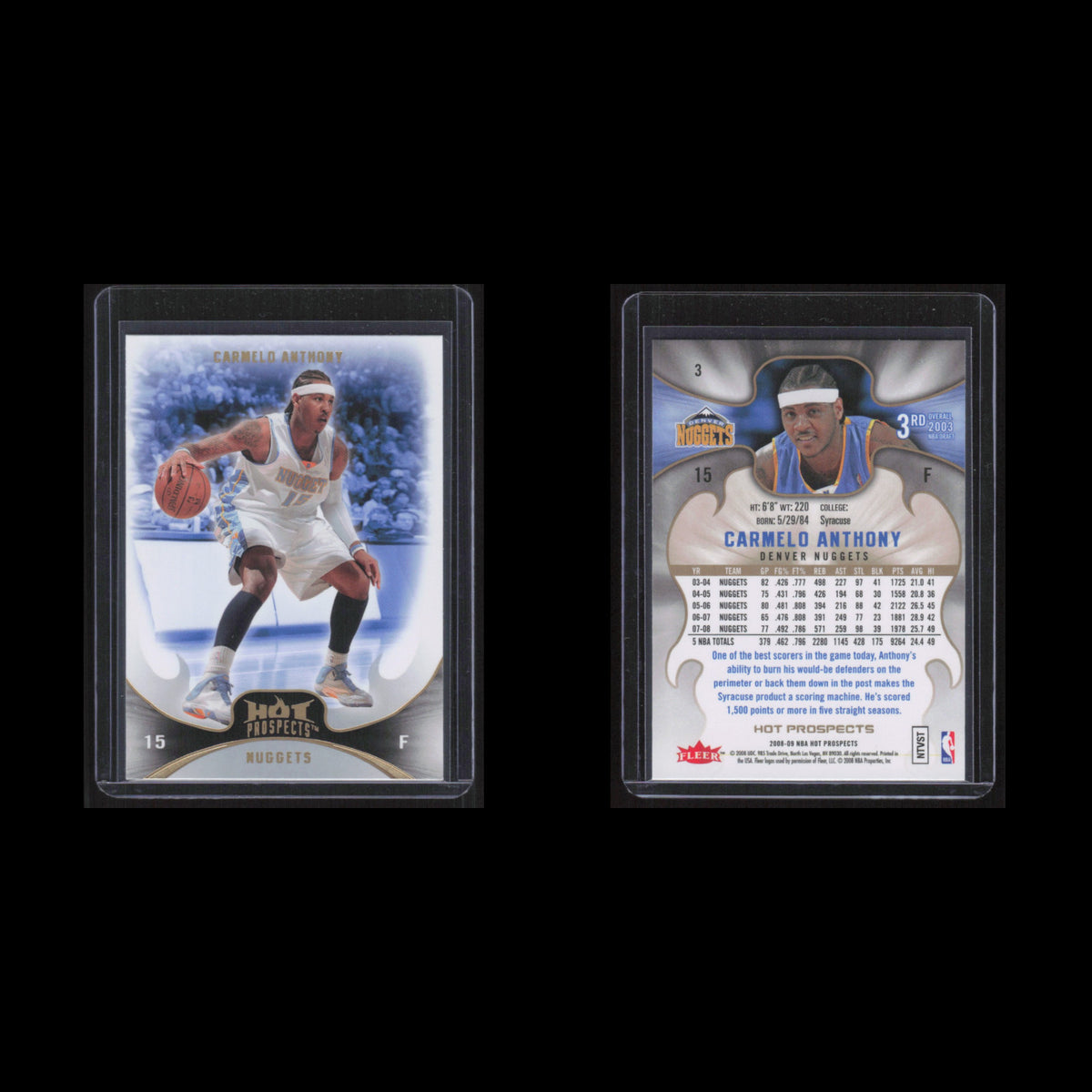 Carmelo Anthony #3 2008 Fleer Hot Prospects Denver Nuggets Basketball Card NBA