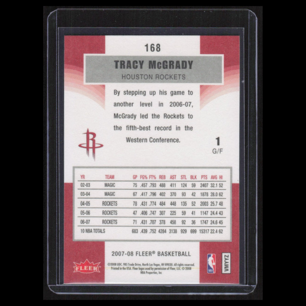 Tracy McGrady #168 2007 Fleer Houston Rockets Basketball Card NBA NM
