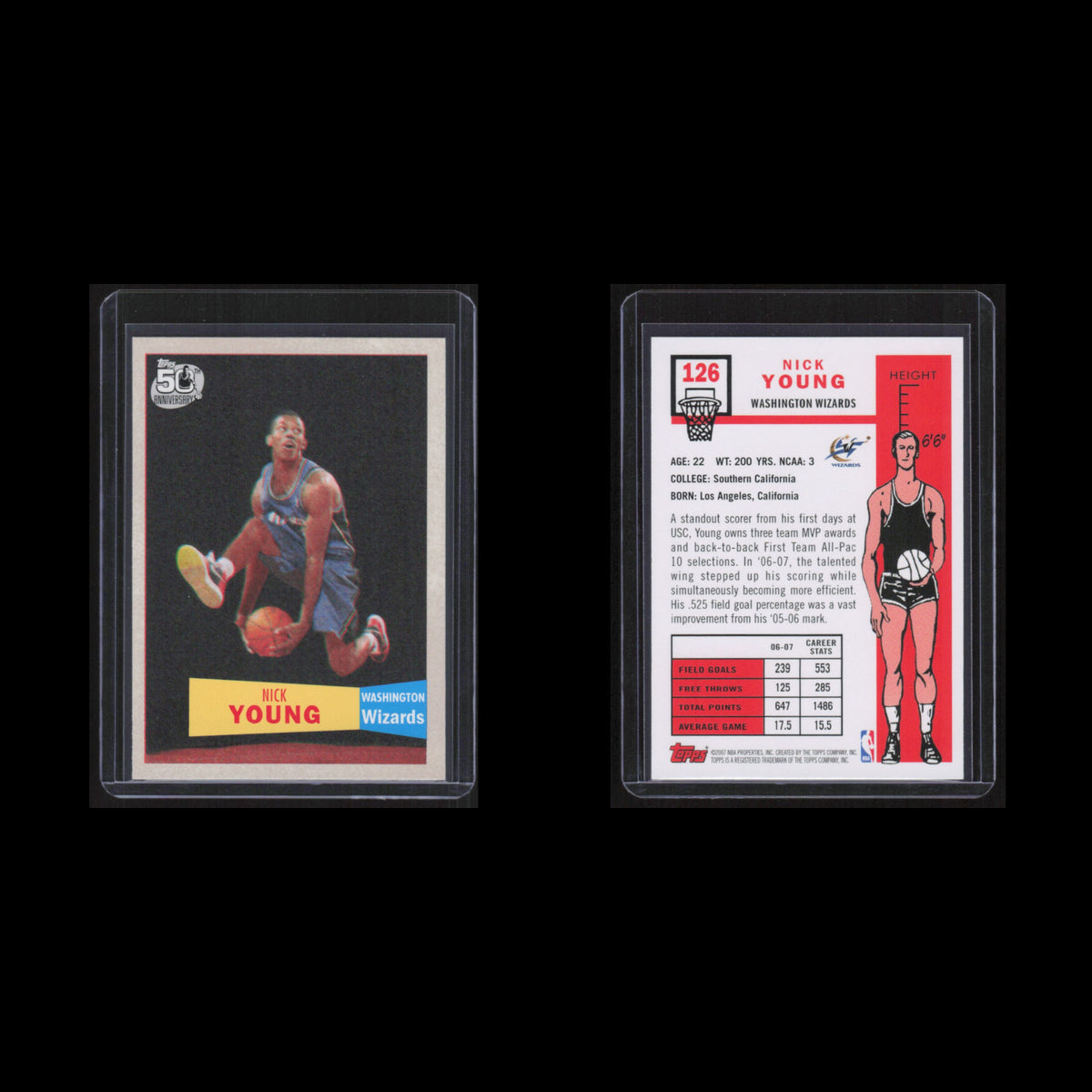 Nick Young Rookie #126 2007 Topps Washington Wizards Basketball Card NBA NM