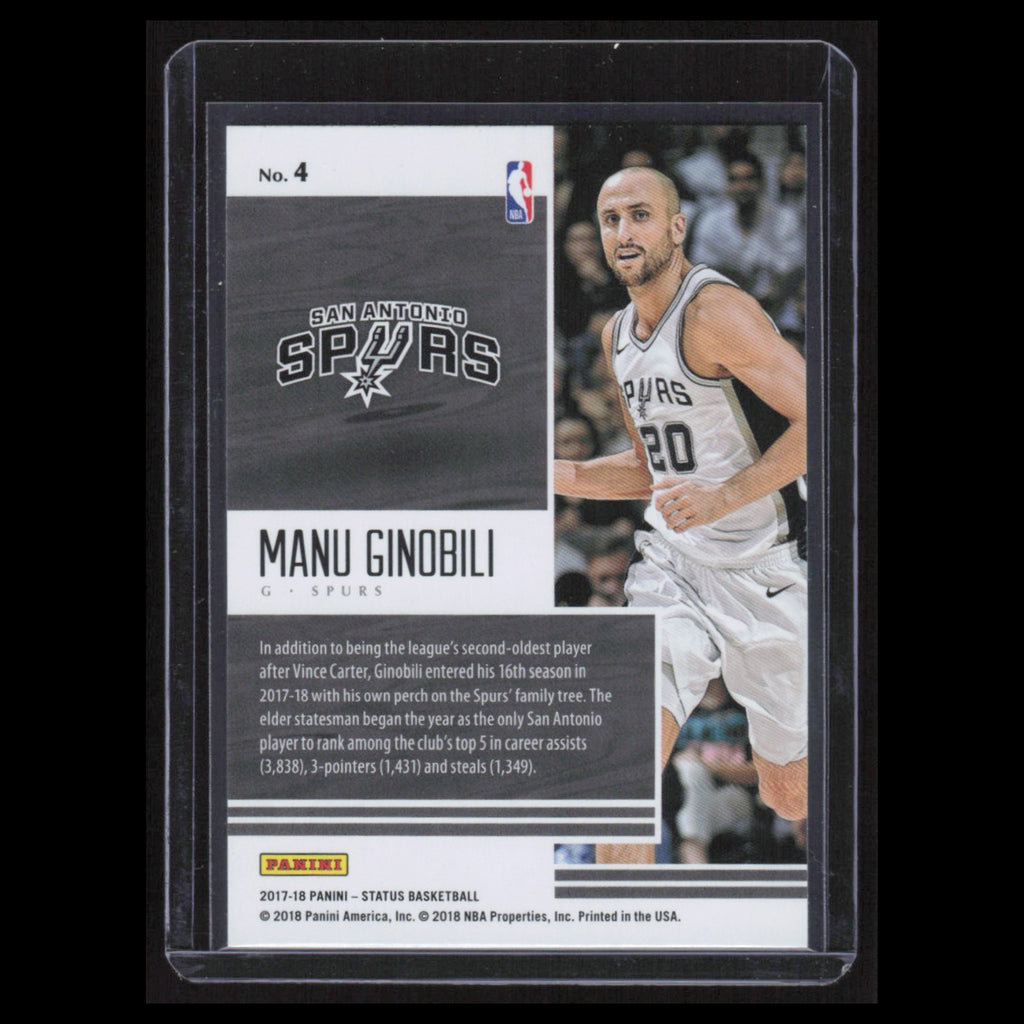 Manu Ginobili #4 Emanuel 2017 Panini Status Quo San Antonio Spurs Basketball NBA