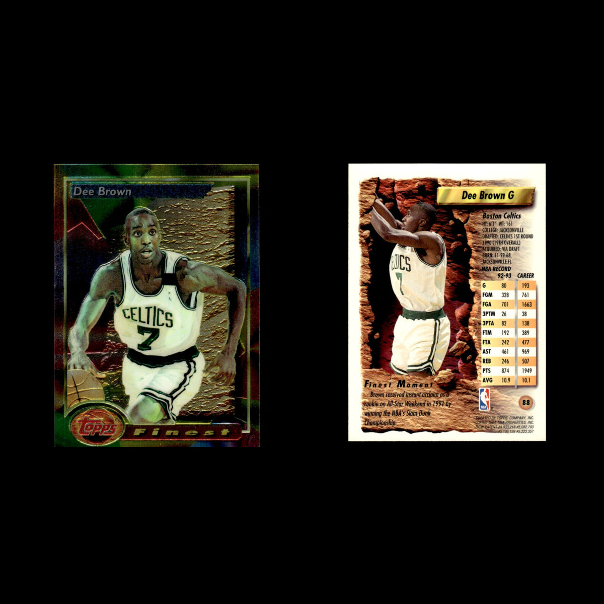 Dee Brown #88 1993 Topps Finest Boston Celtics Basketball Card NBA NM
