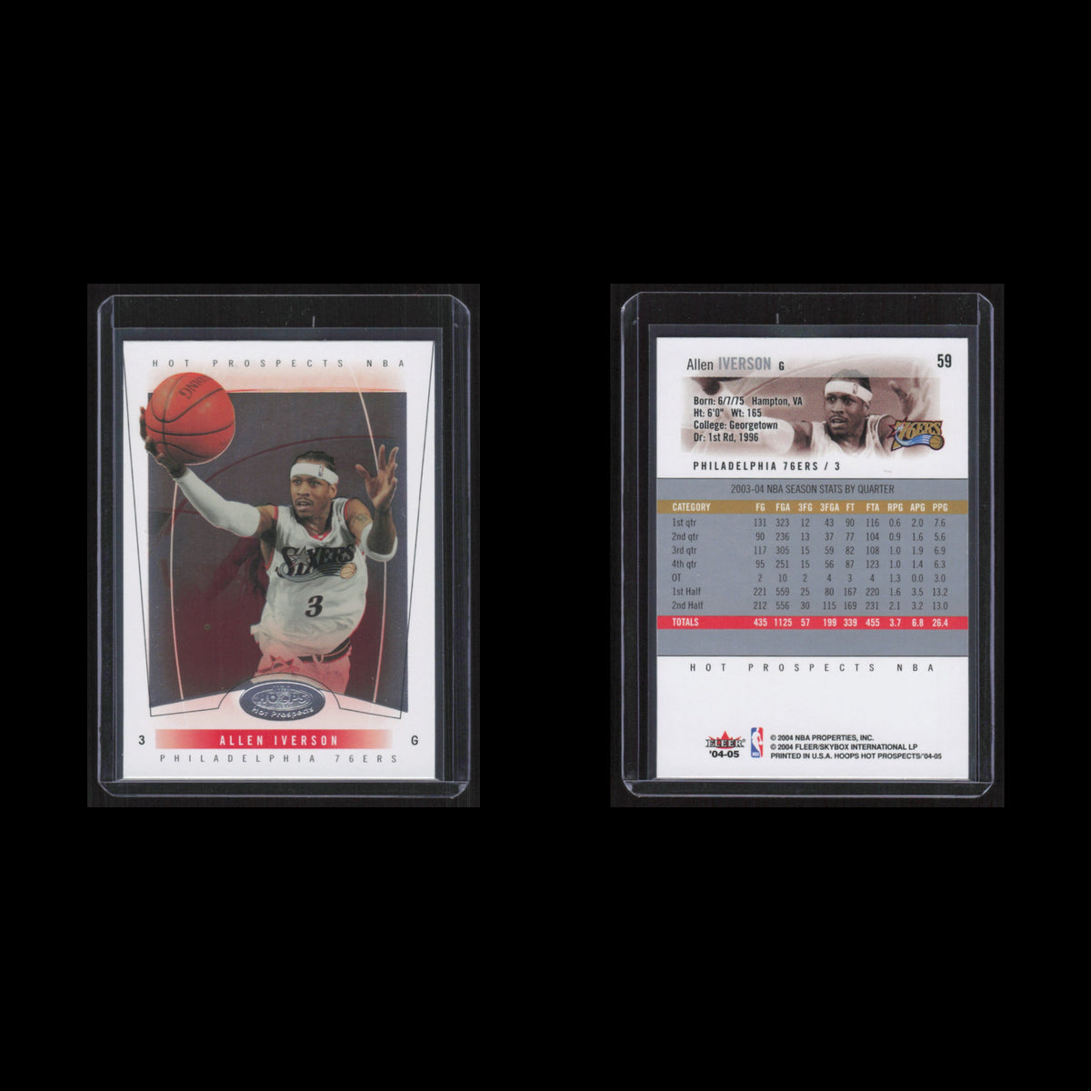 Allen Iverson #59 AI 2004 Hoops Hot Prospects Philadelphia 76ers Basketball Card