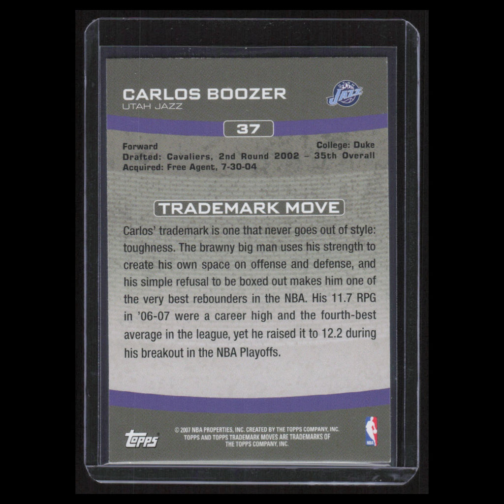 Carlos Boozer #37 2007 Topps Trademark Moves Utah Jazz Basketball Card NBA NM