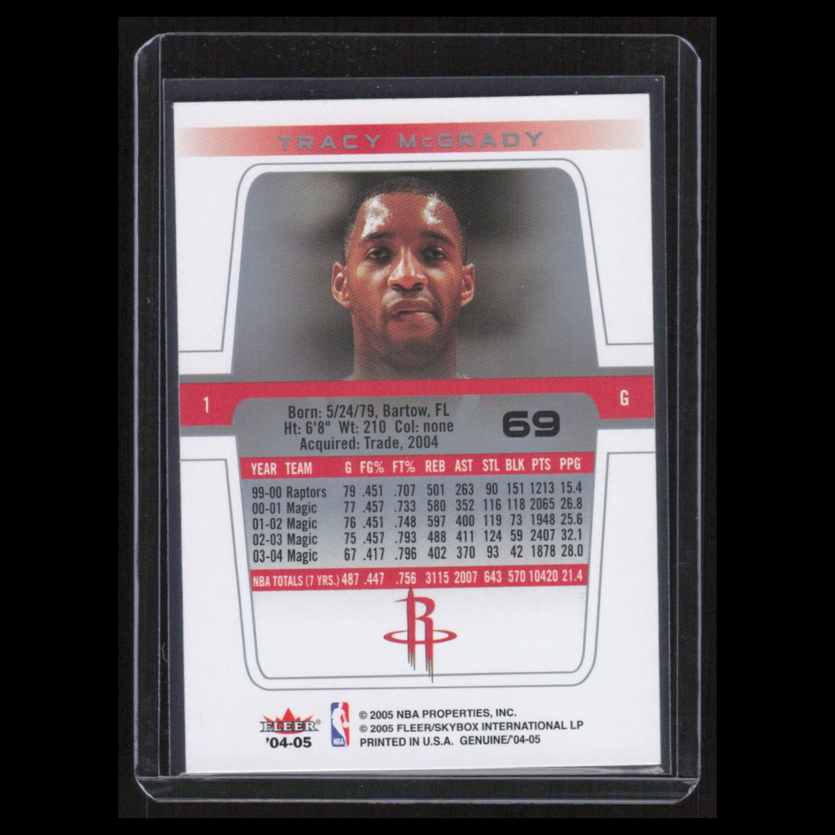 Tracy McGrady #69 2004 Fleer Genuine Houston Rockets Basketball Card NBA NM
