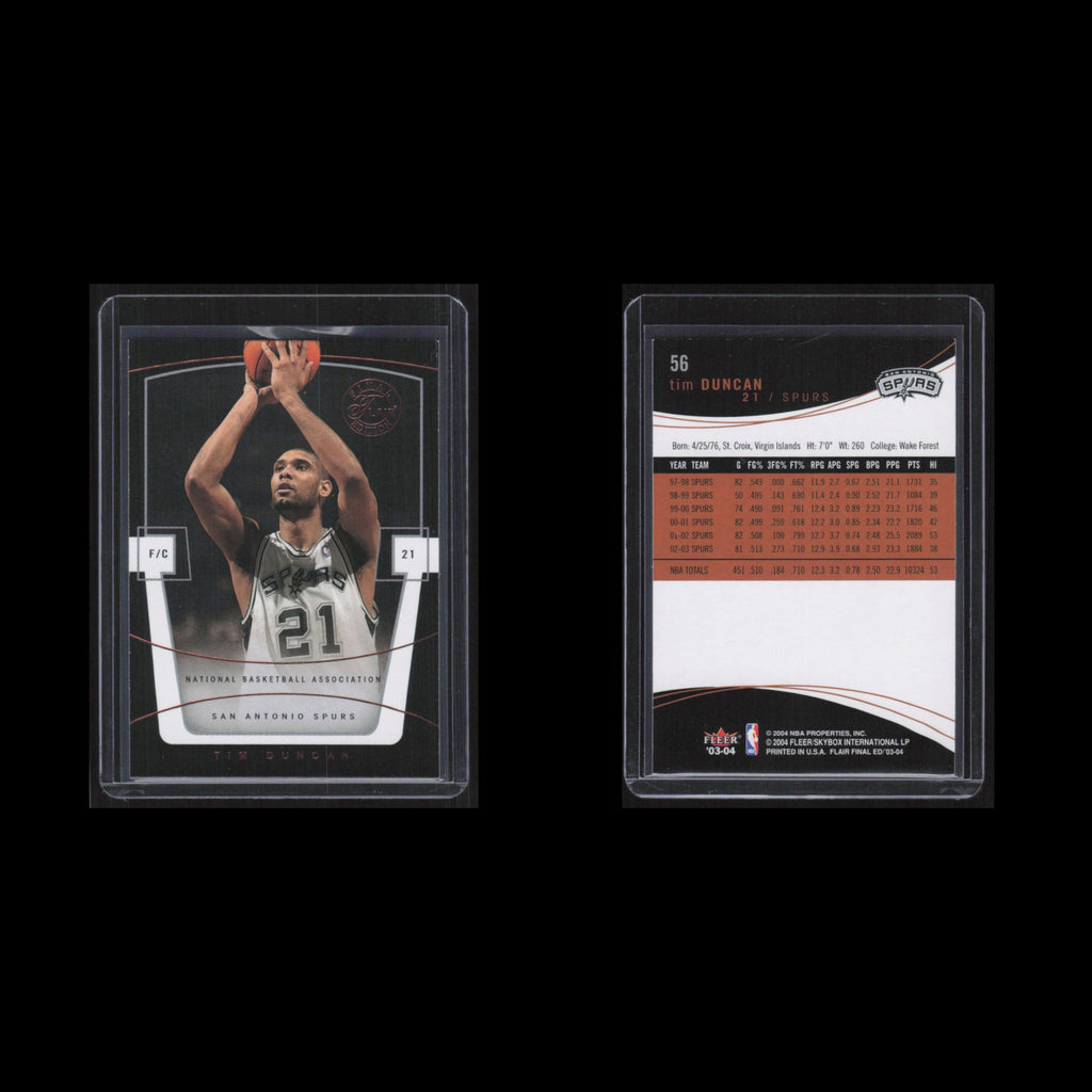 Tim Duncan #56 2003 Flair Final Edition San Antonio Spurs Basketball Card NBA NM
