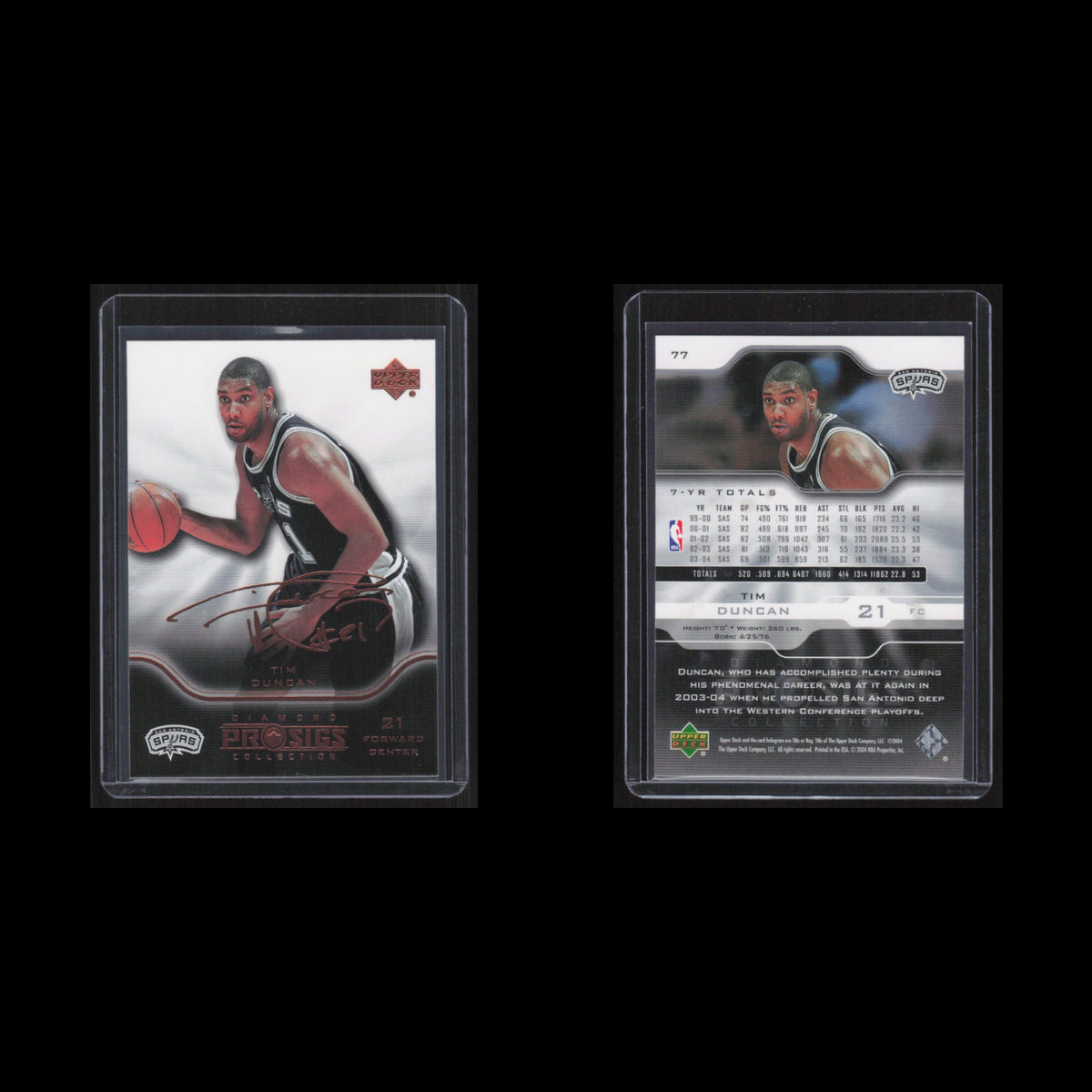 Tim Duncan #77 2004 Upper Deck Prosigs San Antonio Spurs Basketball Card NBA NM