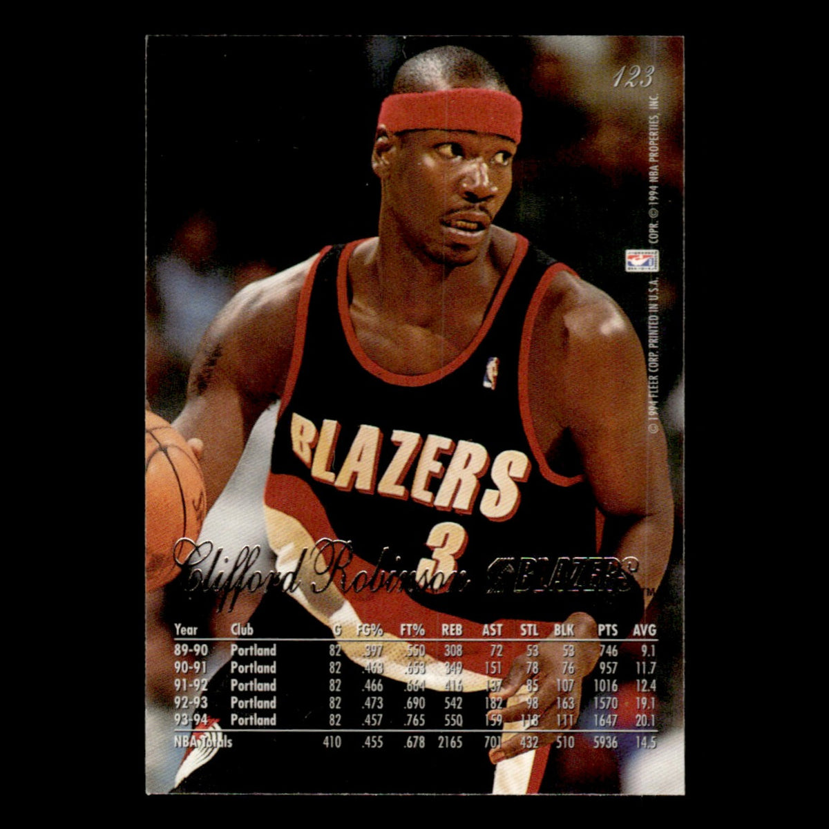 Clifford Robinson #123 1994 Flair Portland Trail Blazers Basketball Card NBA NM