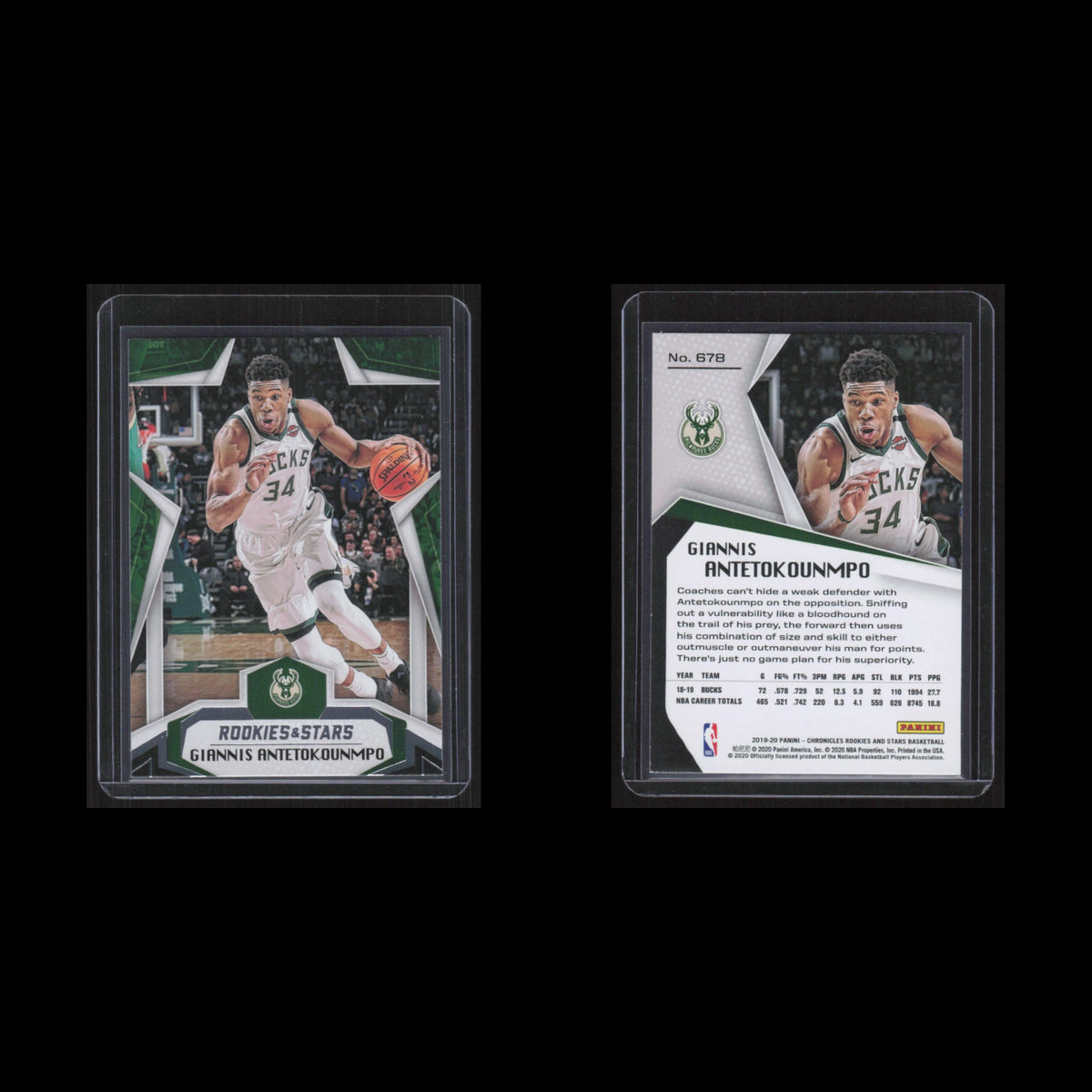 Giannis Antetokounmpo #678 2019 Panini Chronicles Rookies and Stars Bucks Card
