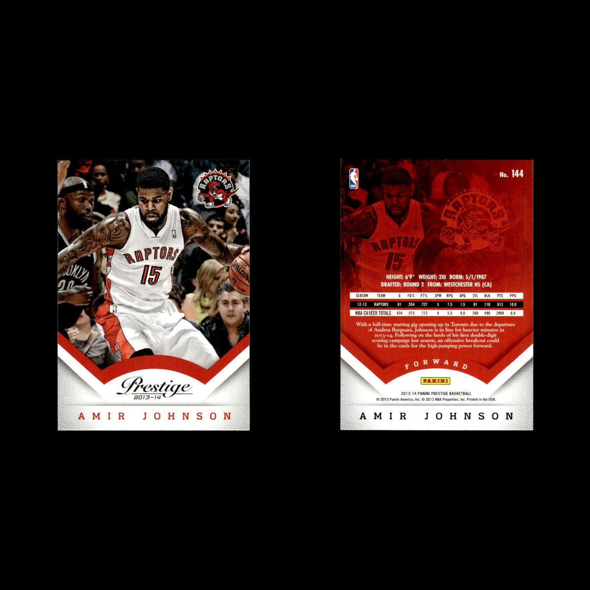 Amir Johnson #144 2013 Panini Prestige Toronto Raptors Basketball Card NBA NM