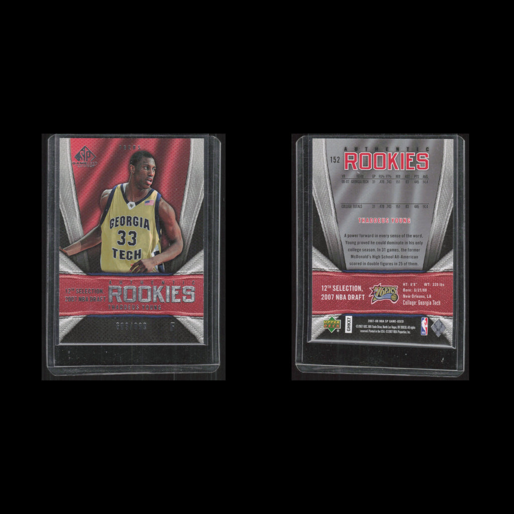 Thaddeus Young Rookie /999 #152 2007 SP Game Used Philadelphia 76ers Basketball
