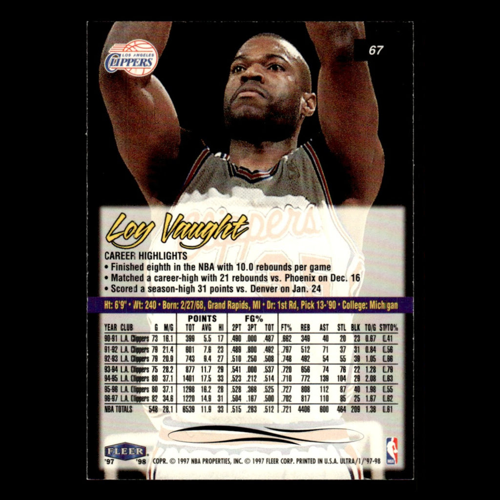 Loy Vaught #67 1997 Fleer Ultra Los Angeles Clippers Basketball Card NBA NM