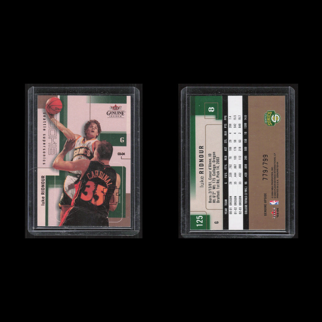 Luke Ridnour Rookie /799 #125 2003 Fleer Genuine Insider Seattle SuperSonics NBA