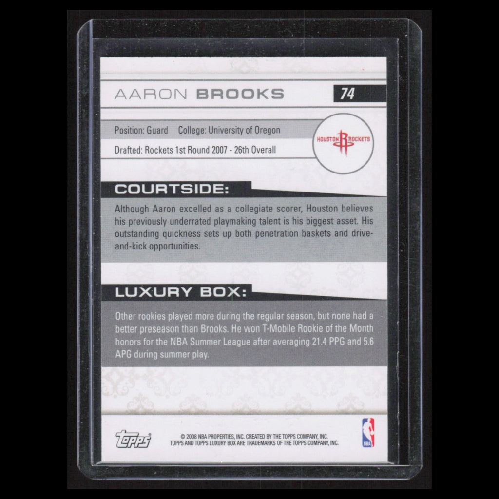 Aaron Brooks Rookie /669 #74 2008 Topps Luxury Box Rookie Houston Rockets Card
