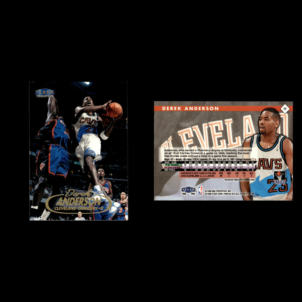 Derek Anderson #77 1998 Fleer Tradition Cleveland Cavaliers Basketball Card NBA