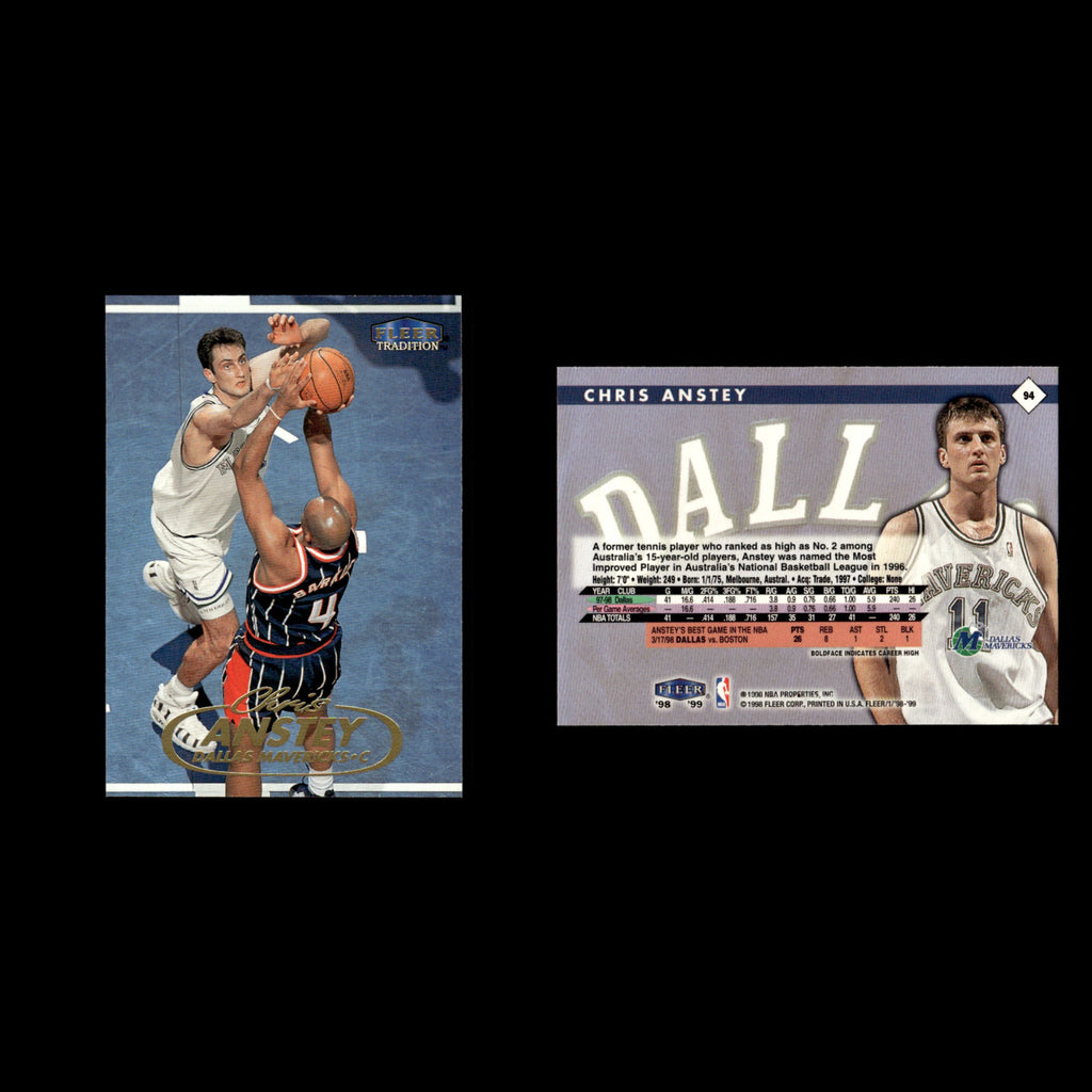Chris Anstey #94 1998 Fleer Tradition Dallas Mavericks Basketball Card NBA NM