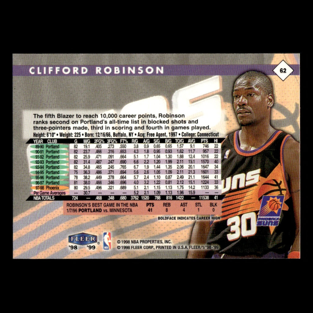 Clifford Robinson #62 1998 Fleer Tradition Phoenix Suns Basketball Card NBA NM