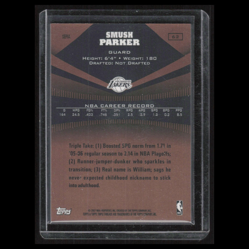 Smush Parker /299 #62 2006 Topps Triple Threads Sepia Los Angeles Lakers Card NM