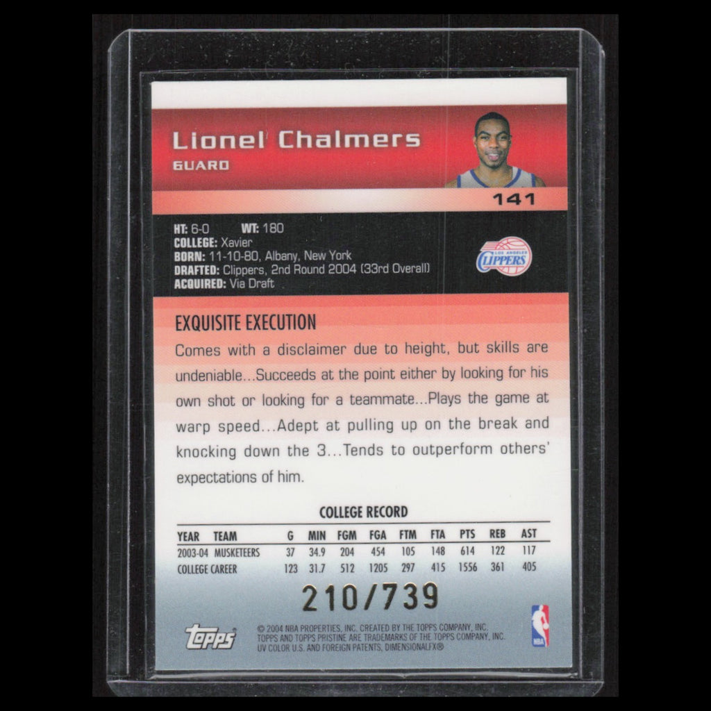 Lionel Chalmers /739 #141 2004 Topps Pristine Los Angeles Clippers Basketball NM