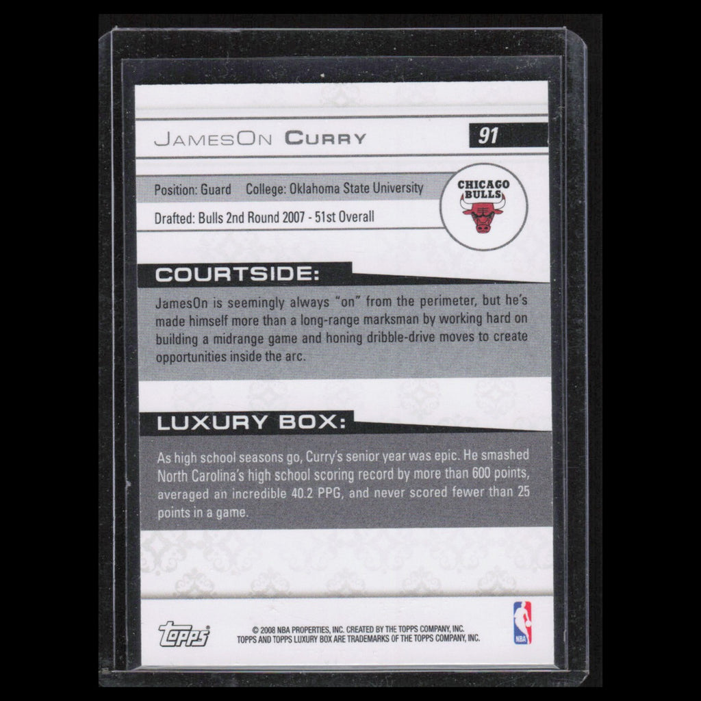 JamesOn Curry Rookie /669 #91 2008 Topps Luxury Box Chicago Bulls Basketball NBA