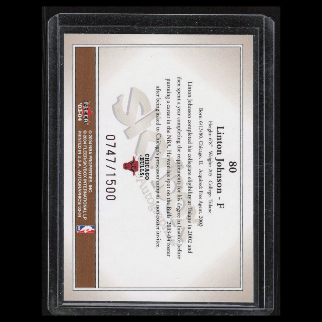 Linton Johnson Rookie /1500 #80 2003 SkyBox Autographics Chicago Bulls Card NBA