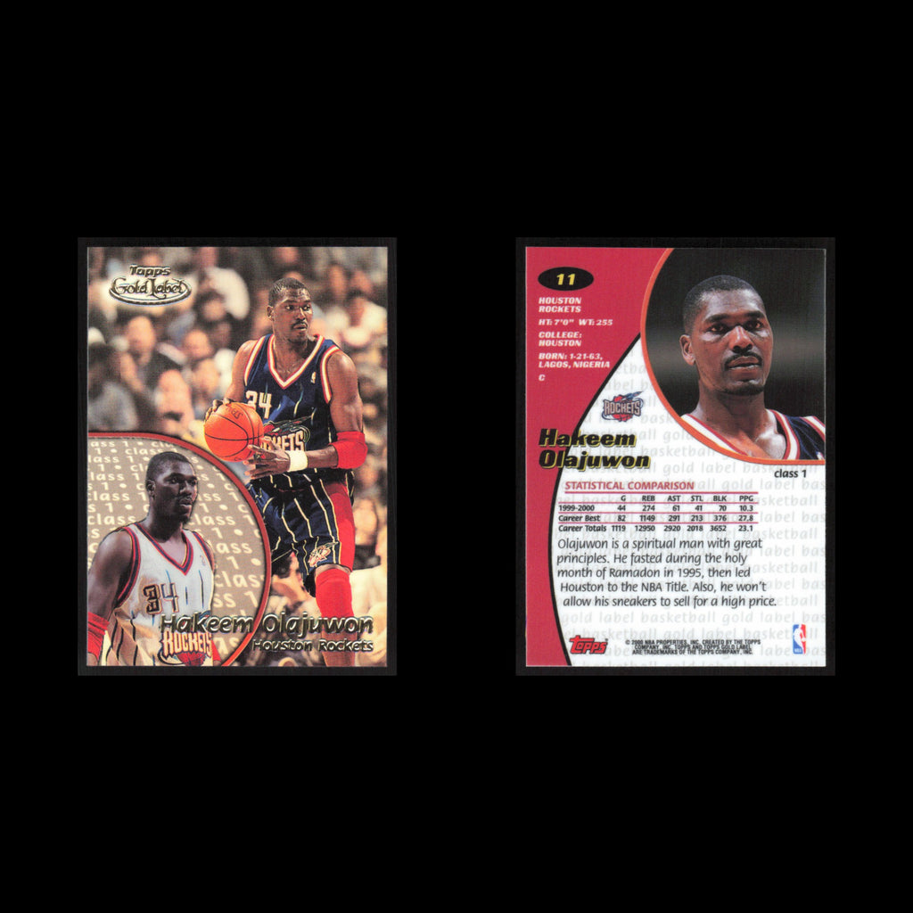 Hakeem Olajuwon #11 2000 Topps Gold Label Houston Rockets Basketball Card NBA NM