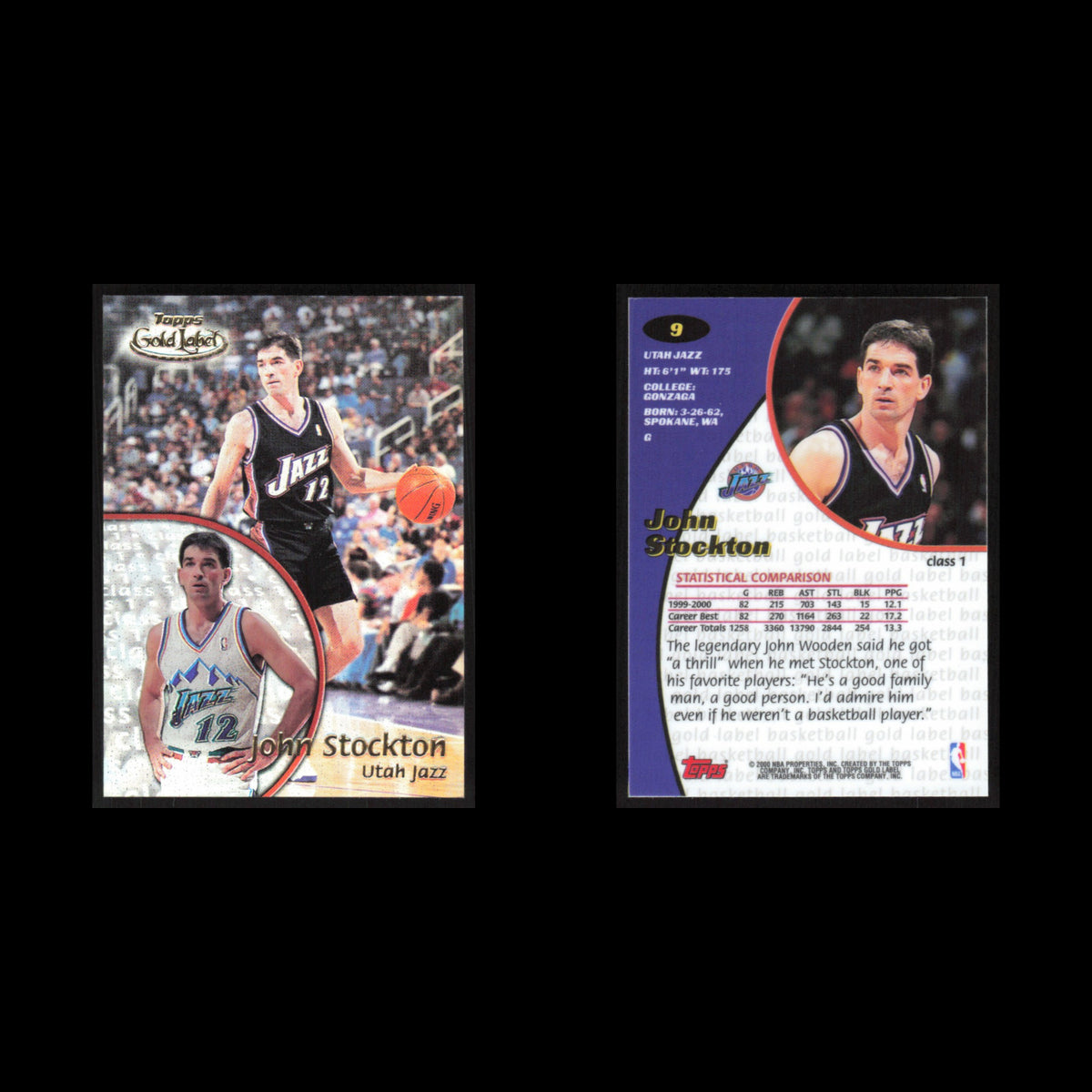 John Stockton #9 2000 Topps Gold Label Utah Jazz Basketball Card NBA NM