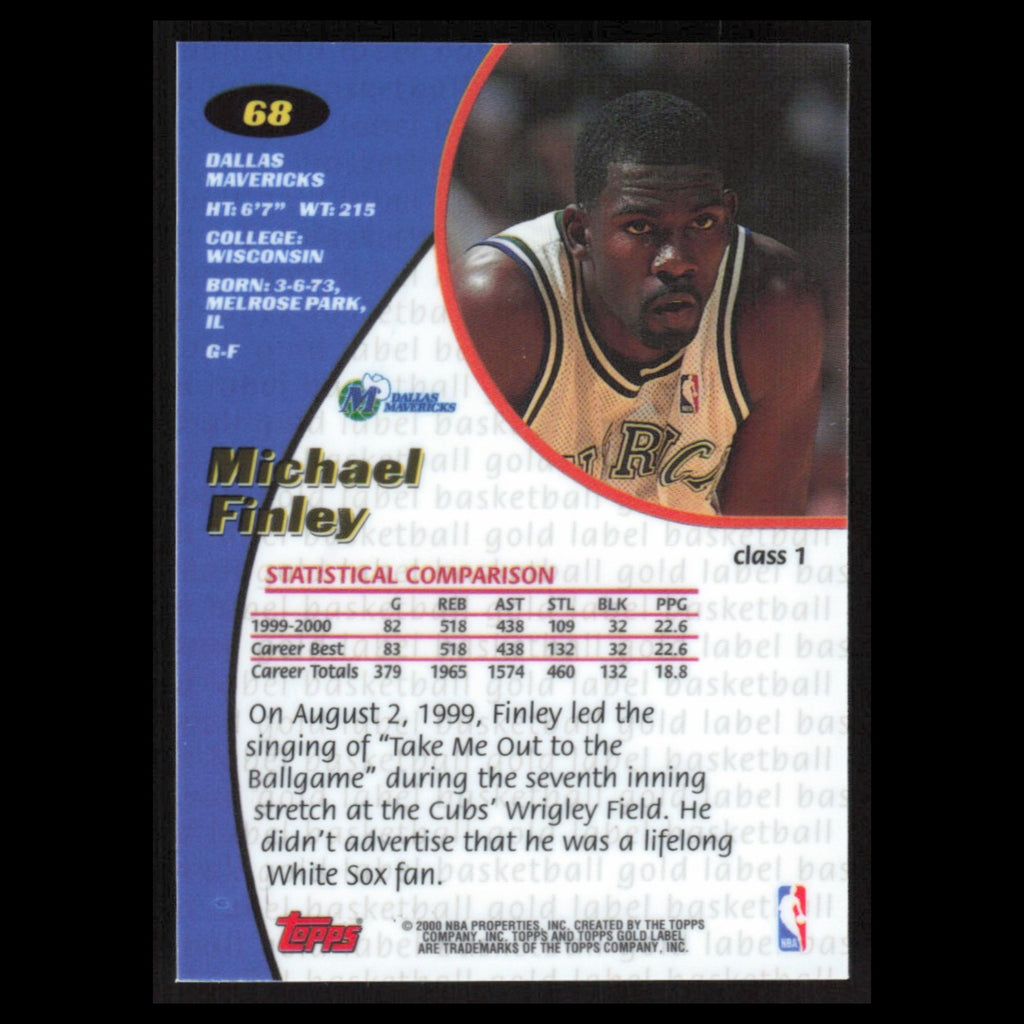 Michael Finley #68 2000 Topps Gold Label Dallas Mavericks Basketball Card NBA NM