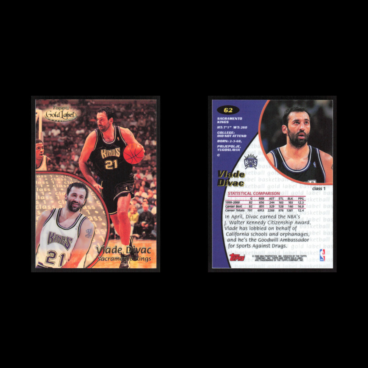 Vlade Divac #62 2000 Topps Gold Label Sacramento Kings Basketball Card NBA NM