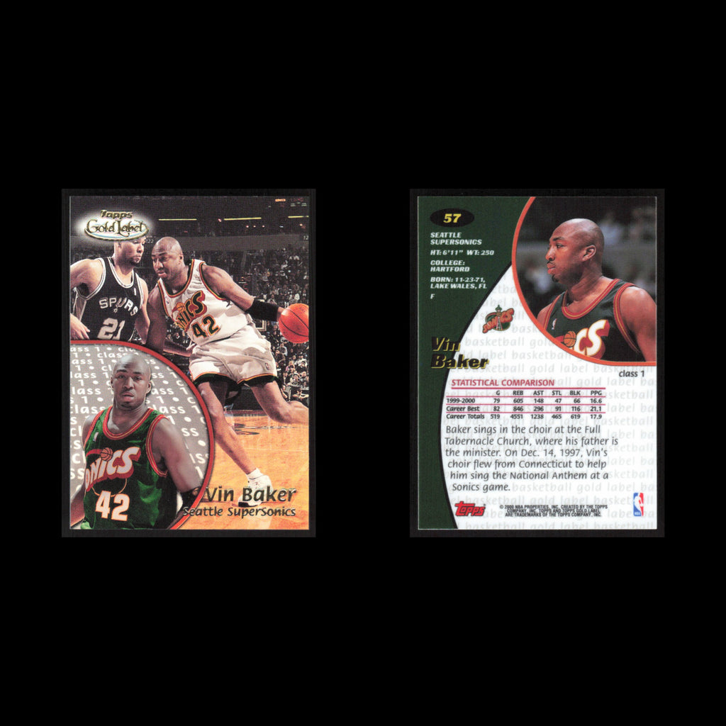 Vin Baker #57 2000 Topps Gold Label Seattle SuperSonics Basketball Card NBA NM