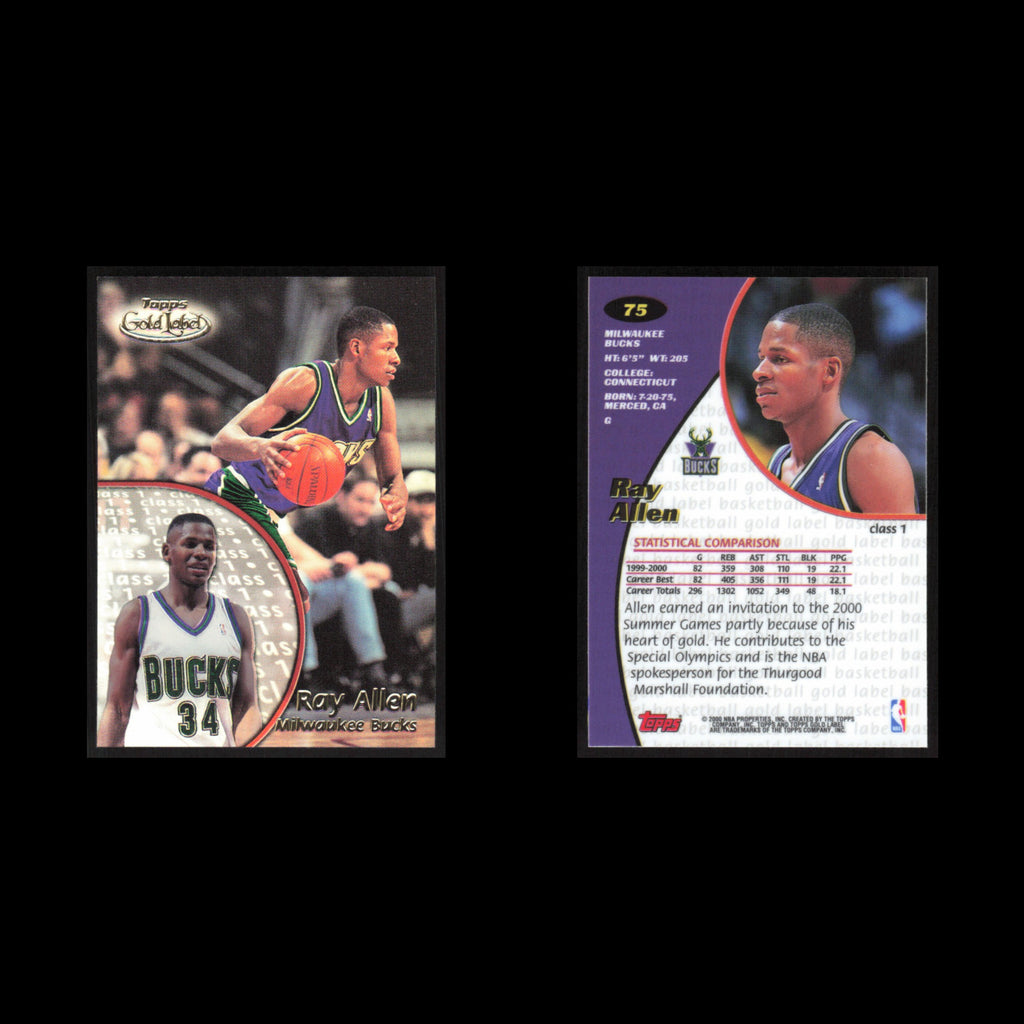 Ray Allen #75 2000 Topps Gold Label Milwaukee Bucks Basketball Card NBA NM